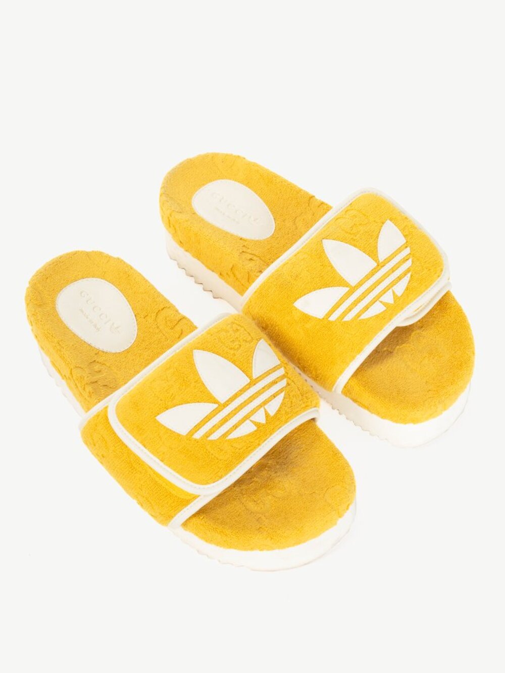 Gucci x Adidas Yellow Terry-Cloth Logo Slide Sandals